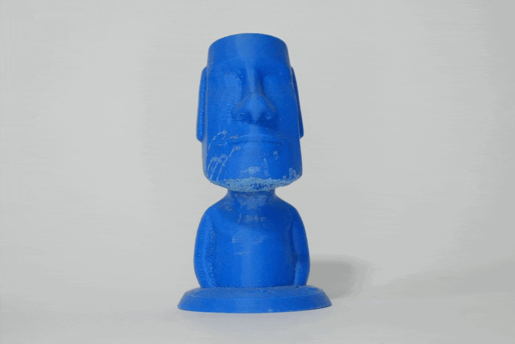 Blue Moai with scars – limited edition 3D sculpture by Lazarus, Madrid